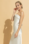 Meda Satin Strapless Cowl Back Midi Dress - Ivory