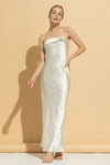 Meda Satin Strapless Cowl Back Midi Dress - Ivory