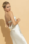 Meda Satin Strapless Cowl Back Midi Dress - Ivory