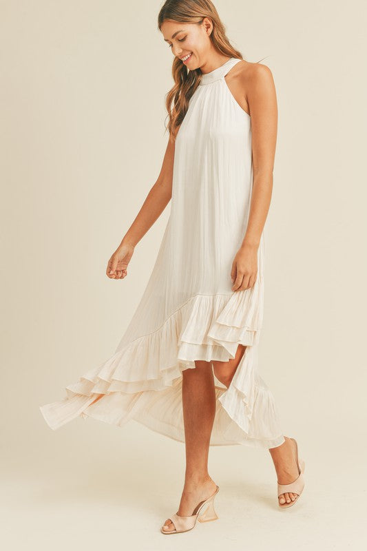 Coleen High Low Halter Maxi Dress - Cream