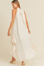 Coleen High Low Halter Maxi Dress - Cream