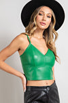 Mars Faux Leather Mini Top - Green