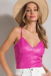 Mars Faux Leather Mini Top - Hot Pink