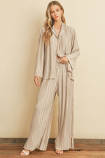 Annalynn Pleated Button Down Top And Pant Set
