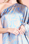 Nellie Asymmetrical One Shoulder Maxi Dress - Blue Zebra