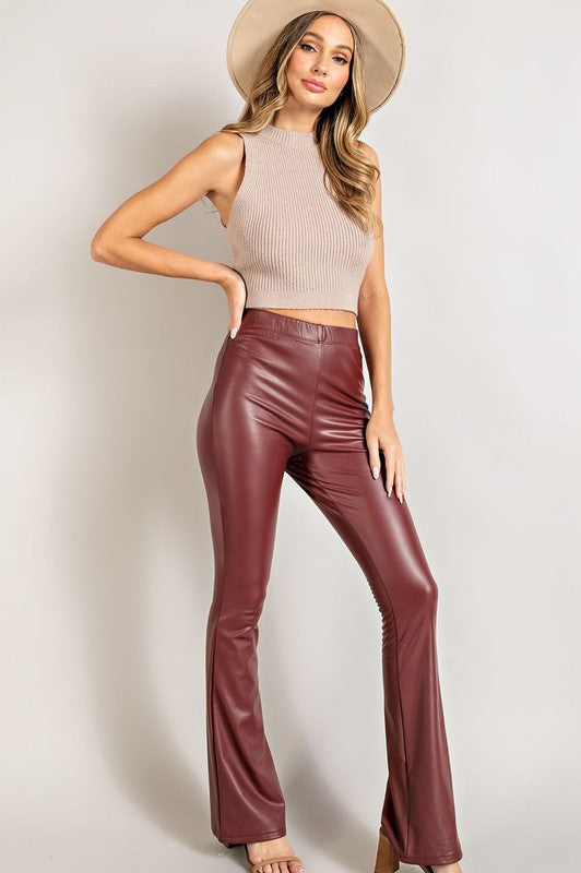 Tally Weijl Faux Leather Trousers Teabag Top Belt Wine Coloured EU36 RRP30  BNWT | eBay
