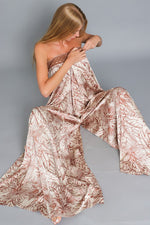 Ellison Tube Top Strapless Jumpsuit With Tie Back - Light Brown
