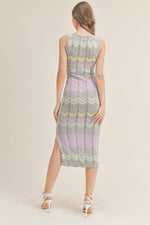 Anaisa Colorful Knit Midi Dress - Lavender