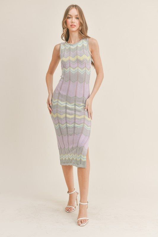 Anaisa Colorful Knit Midi Dress - Lavender Girls Will Be Girls Anaisa Colorful Knit Midi Dress - Lavender Girls Will Be Girls