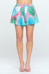 Abbie Tropical V-Neck Cami Top And Flowy Dress Shorts - Blue
