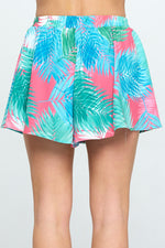 Abbie Tropical V-Neck Cami Top And Flowy Dress Shorts - Blue