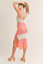 Lorelei Striped Halter Midi Dress - Pink