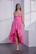 Miabella High Low Ruffle Maxi Dress - Pink
