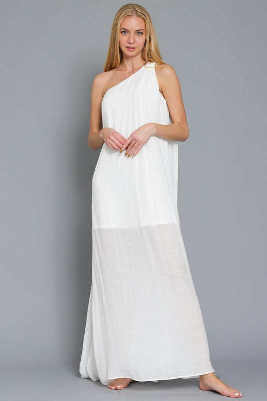 Amanda One Shoulder Maxi Dress - White