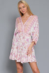 Tina Dolman Tie Front Mini Dress- Pink/Lilac BEST SELLER!!!