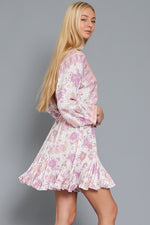 Tina Dolman Tie Front Mini Dress- Pink/Lilac BEST SELLER!!!