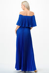 Mary Off Shoulder Pleated Maxi Dress - Royal Blue