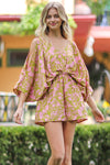 Milina Kimono Sleeve Romper - Lime Pink