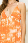 Alma Tie Dye Tie Back Maxi Dress - Orange