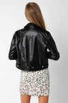 Laine Faux Leather Moto Jacket - Black