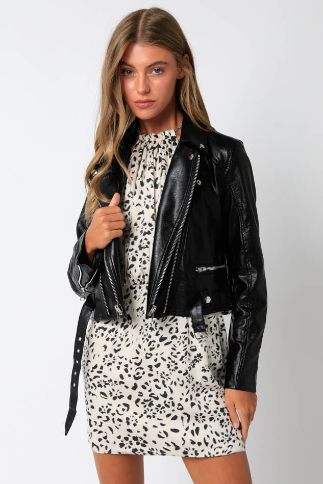 Laine Faux Leather Moto Jacket - Black – Girls Will Be Girls
