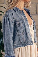 Calie Distressed Denim Jacket - Denim