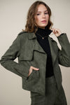 Mika Suede Biker Jacket - Olive