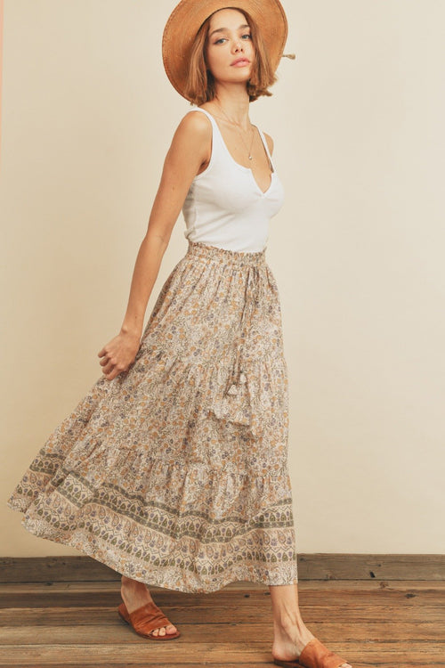 Ellie Floral Tiered Maxi Skirt