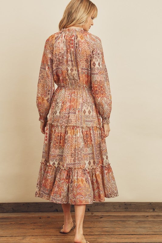 Angela Paisley Print Midi Dress