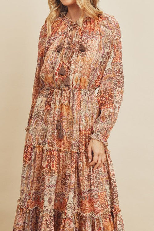 Angela Paisley Print Midi Dress