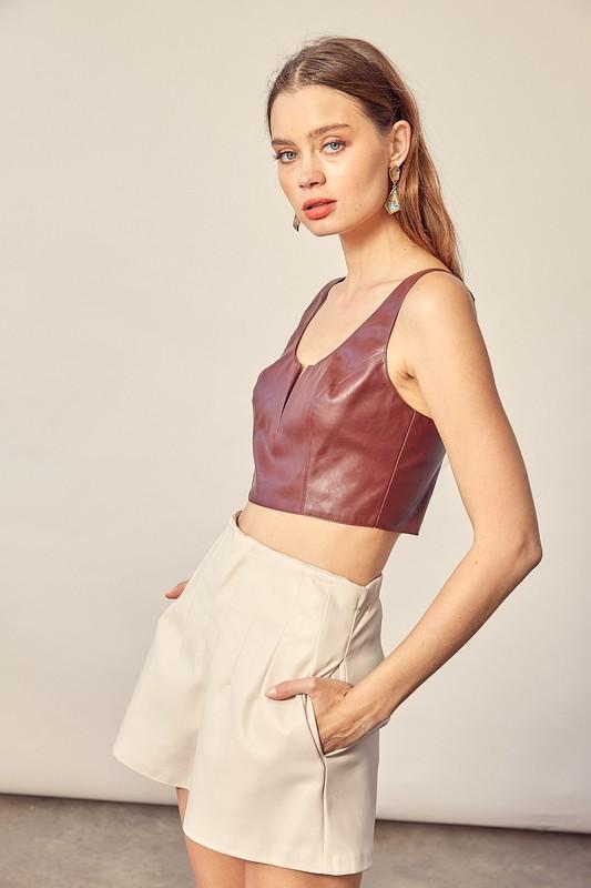 Emy Faux Leather Bralette Top - Burgundy – Girls Will Be Girls