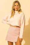 Janessa Mock Neck Crop Sweater - Pale Pink