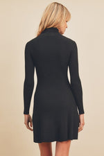Bria Long Sleeve Ribbed Sweater Dress - Black
