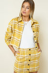 Mya Plaid Cropped Jacket And Mini Skirt Set - Mustard
