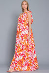 Patty One Shoulder Maxi Dress - Hot Pink/Tangerine