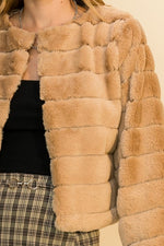 Tuti Faux Fur Crop Coat Jacket - Taupe