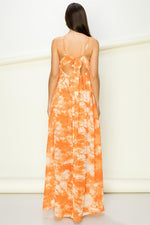 Alma Tie Dye Tie Back Maxi Dress - Orange