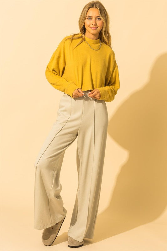 Janessa Mock Neck Crop Sweater - Honey Mustard