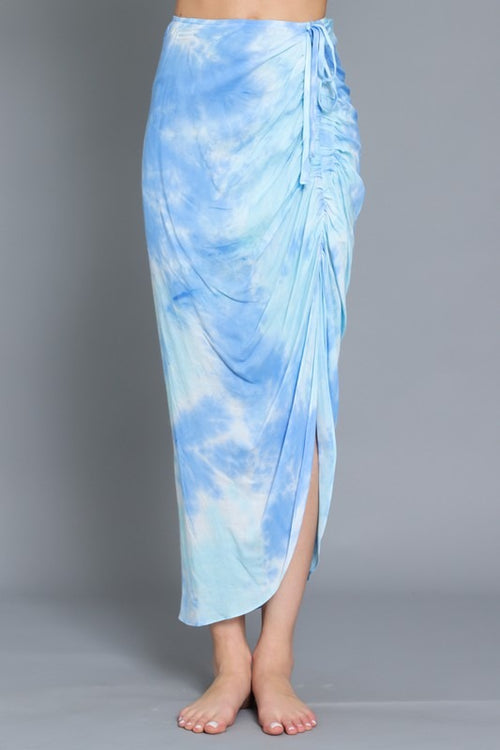 Agustina Tie Dye High Waisted Draw String Midi Skirt