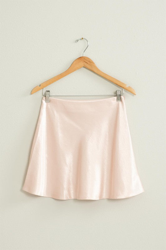 Valeria Satin Mini Skirt - Pastel Pink