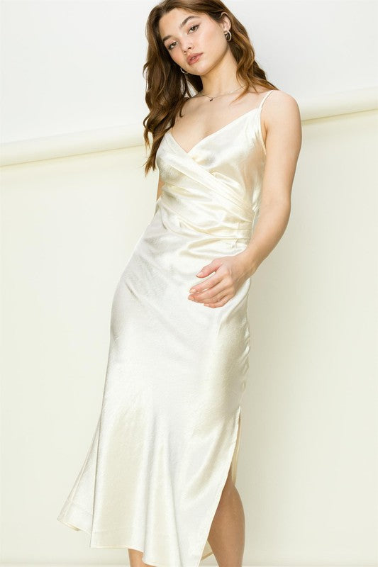 ivory midi slip dress Ivory Textured Satin Backless Midi Slip Dress | Womens | X-Large (Available in XXS, XS, S, M, L) | 100% Polyester