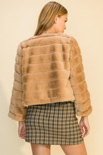 Tuti Faux Fur Crop Coat Jacket - Taupe