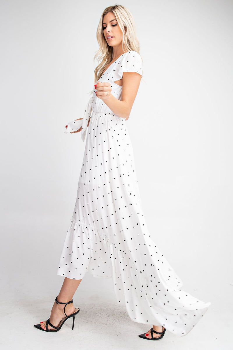 kyla maxi dress Kyla Flutter Sleeve Ruffle High-Low Polka Dot Maxi Dress kyla maxi dress Kyla Flutter Sleeve Ruffle High-Low Polka Dot Maxi Dress