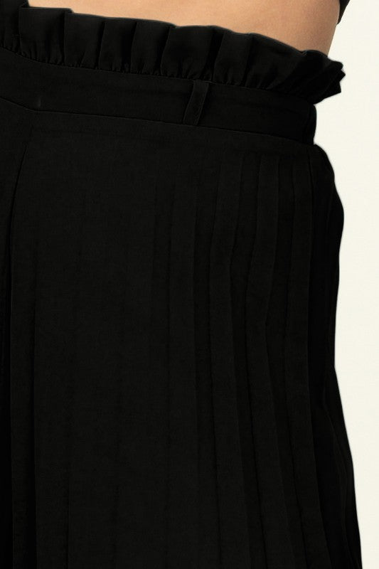 Carelyn Pleated Palazzo Pants - Black