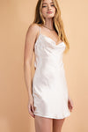 Bexley Satin Cowl Neck Mini Dress - Ecru