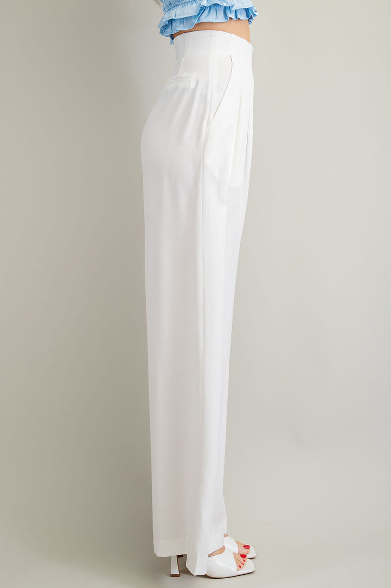 Mirelle High Waist Wide Leg Pant - White
