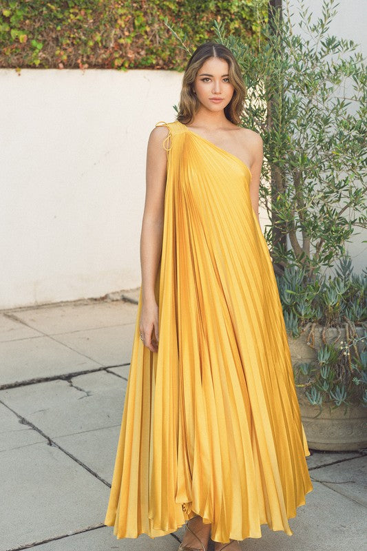 Yellow one shoulder maxi dress Clearance