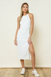 Fay Sleeveless Side Slit Midi Dress - Off White