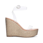 Nia Clear Raffia Wedge Heels