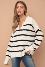 Adelyn Shawl Collar Stripe Sweater
